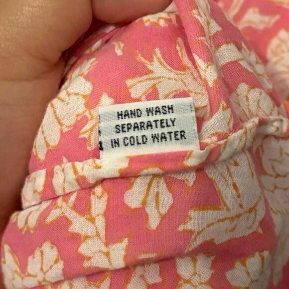 Roberta Roller Rabbit 100% Cotton Pink Print Embroidered Tunic Blouse Size Large - Picture 5 of 5